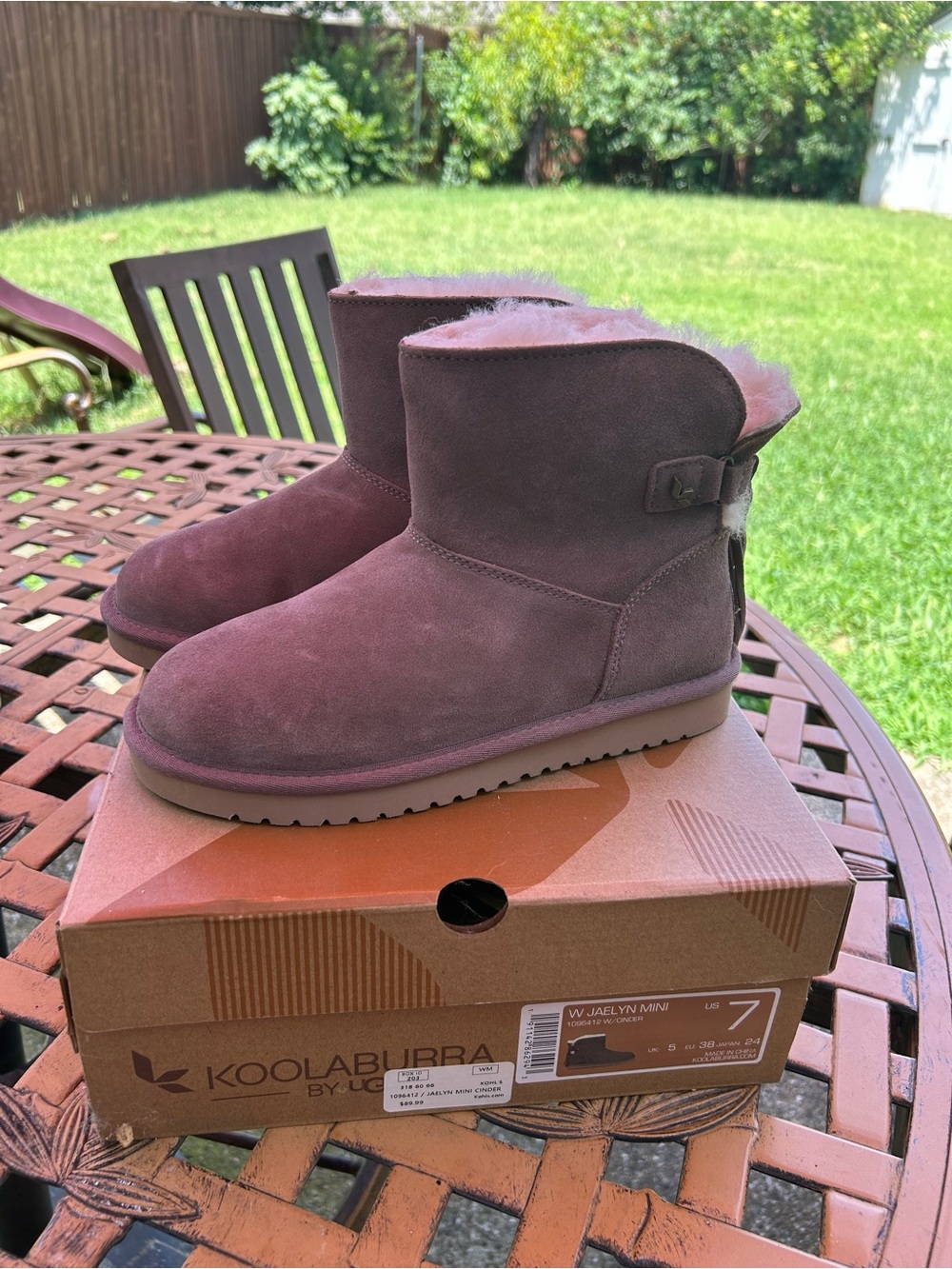 Koolaburra suede fringe ankle boots in mauve
